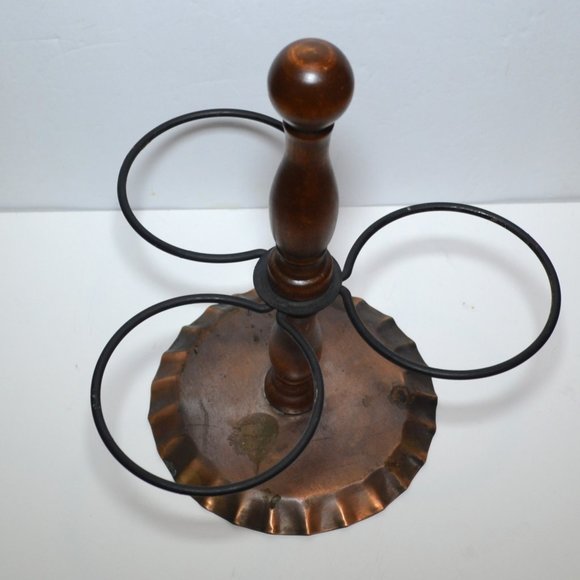 Vintage Pfaltzgraff Village Pattern Condiment Set Copper Base And Holders - Picture 4 of 8